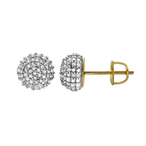 Luvmyjewelry Orbius 10k Yellow Gold Diamond Stud Earrings In 10k Yellow Gold