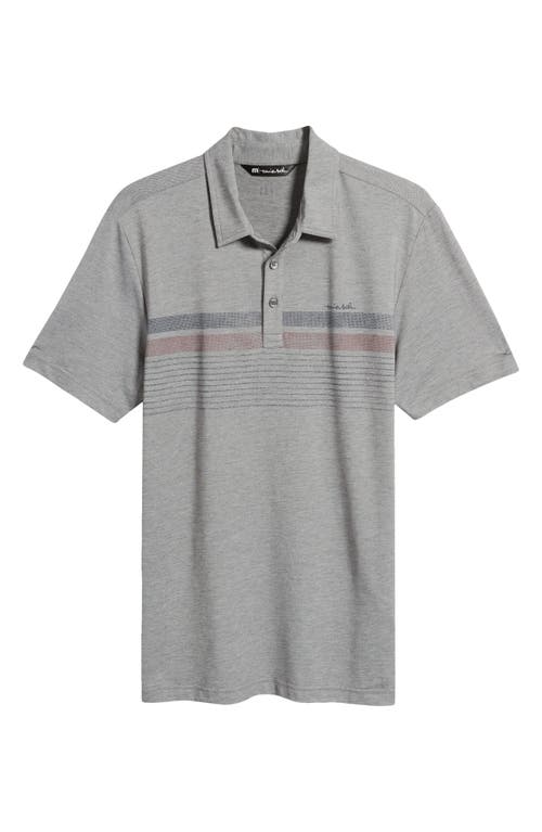 Travismathew Captain's Table Stripe Piqué Polo In Heather Med Grey