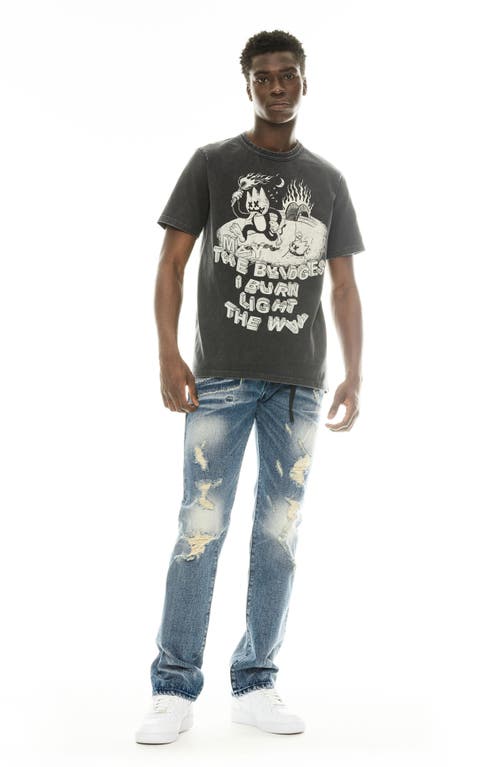 Shop Cult Of Individuality Rebel Ripped Straight Leg Jeans In Knox