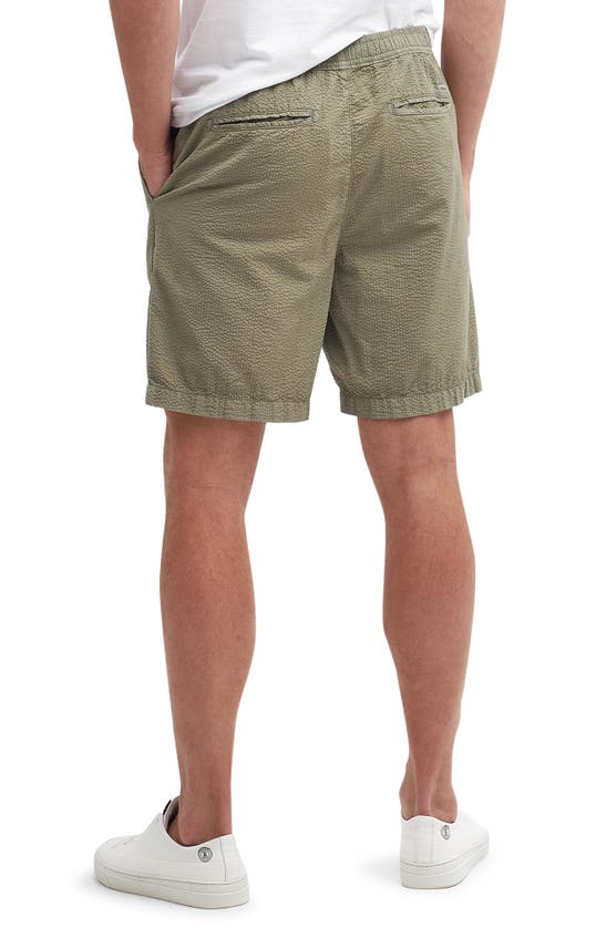 Shop Barbour Melbury Cotton Seersucker Shorts In Dusty Green
