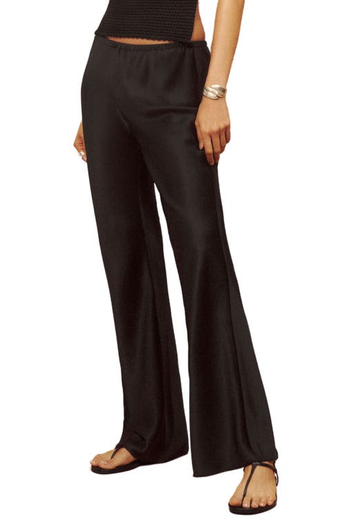 Shop Reformation Gale High Waist Satin Pants In Black