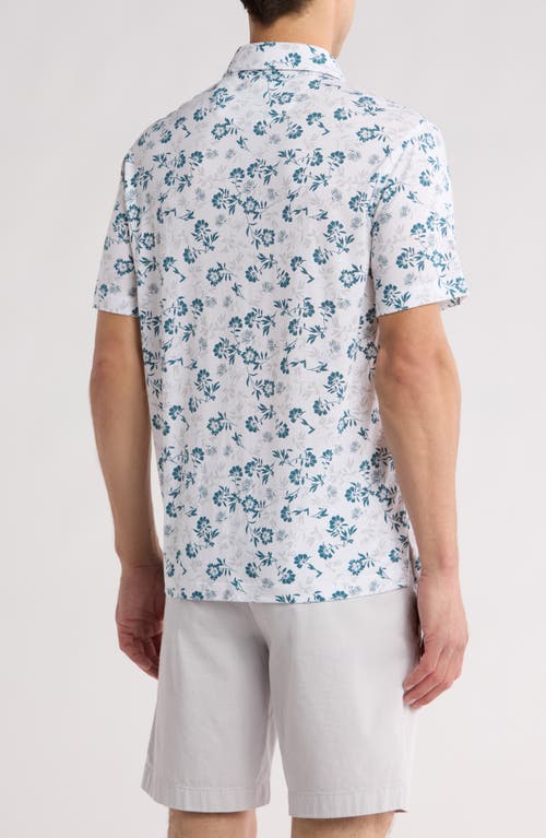 Shop Tahari Floral Print Short Sleeve Shirt In White Floral Print