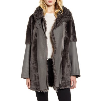 Hiso Lamm Reversible Genuine Shearling Coat, Grey