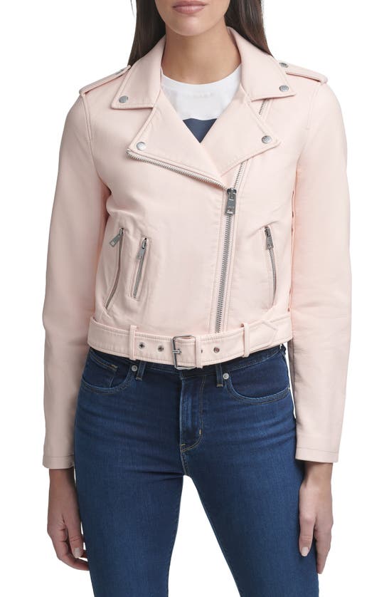 Levi's® Faux Leather Fashion Belted Moto Jacket In Peach