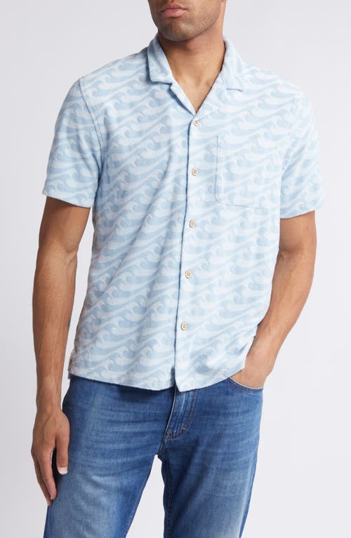 Cabana Floral Short Sleeve Terry Cloth Button-Up Shirt in Endless Peaks