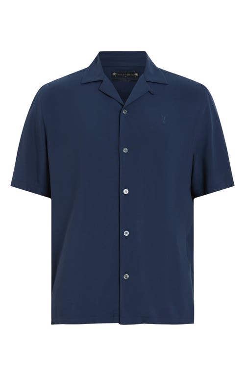 Shop Allsaints Venice Solid Camp Shirt In Night Sky Blue