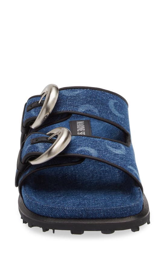 Shop Marine Serre Faux Fur Lined Square Toe Slide Sandal In Blt50 Blue Laser Wash