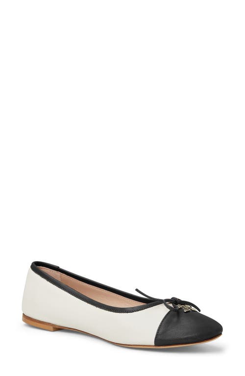 Shop Bruno Magli Donatella Cap Toe Ballet Flat In Black/cream