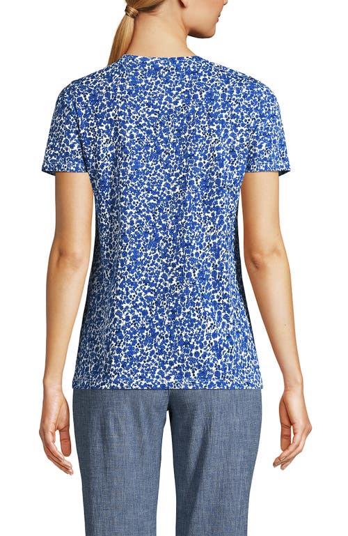 Shop Lands' End Relaxed Supima Cotton Crew Neck T-shirt In Ivory/vista Blue Flowers