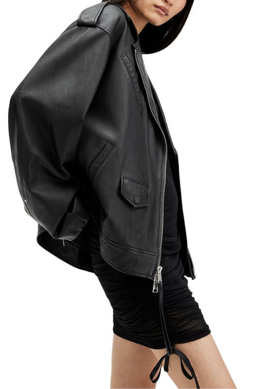 Shop Allsaints Daylen Leather Biker Jacket In Black