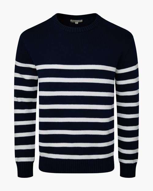 Onia Cotton Boatneck Sweater In Deep Navy/white