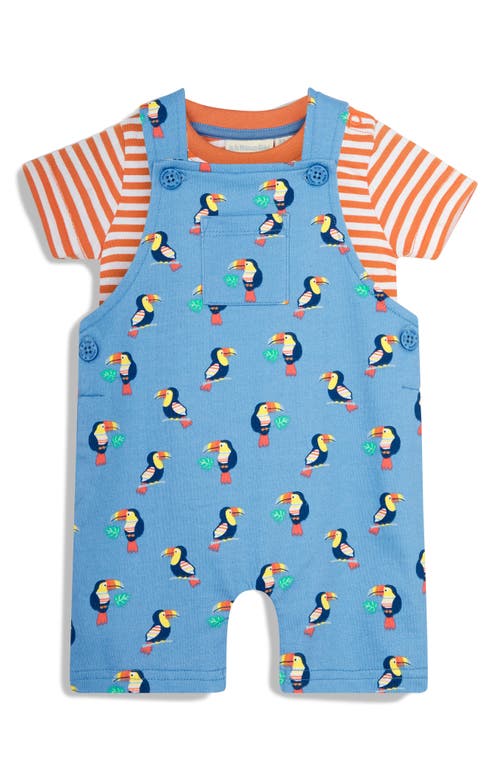 JOJO MAMAN BEBE Stripe T-Shirt & Toucan Overalls Set Cobalt at Nordstrom,