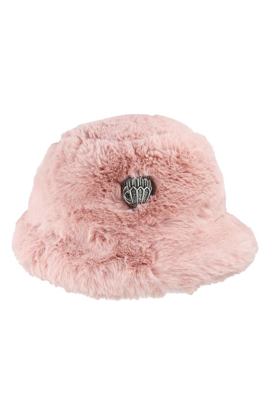 Kurt Geiger Faux Fur Bucket Hat In Light Pink