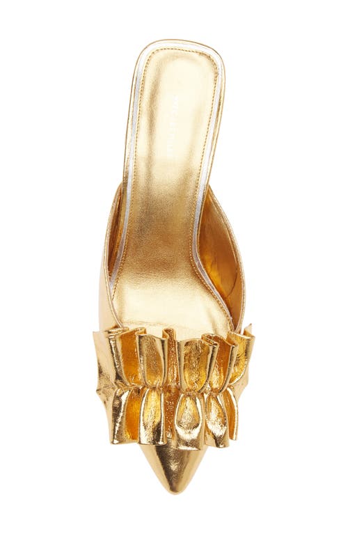 Shop Avec Les Filles Bella Ruffle Kitten Heel Mule In Gold