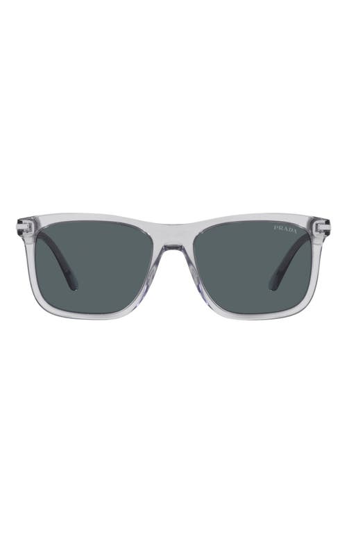 Prada 56mm Gradient Rectangular Sunglasses in Grey Crystal/Blue