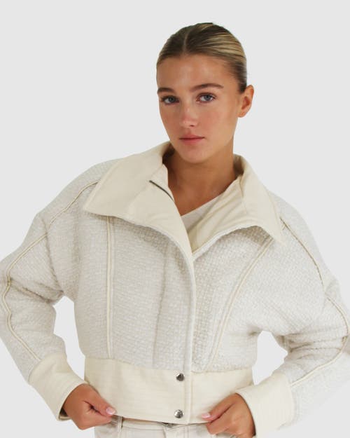 Belle & Bloom Mad Love Cropped Bomber Jacket In Cream