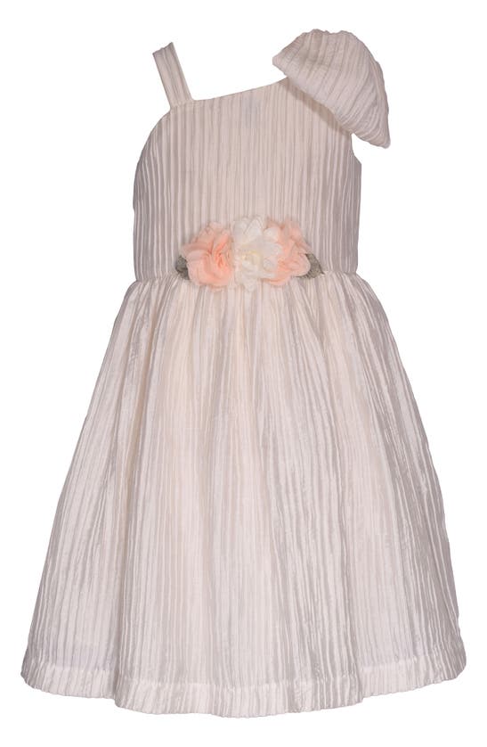 Shop Iris & Ivy Kids' Pleated One-shoulder Taffeta Dress In Ivory