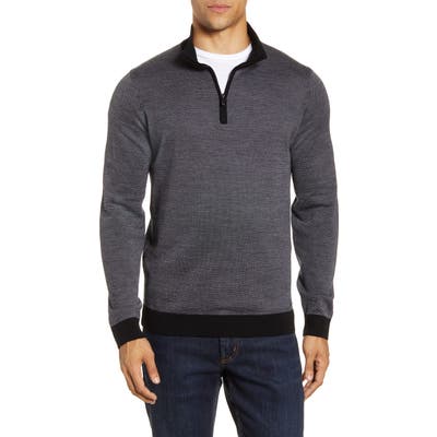 Brax Steffen Quarter Zip Wool Pullover, Black
