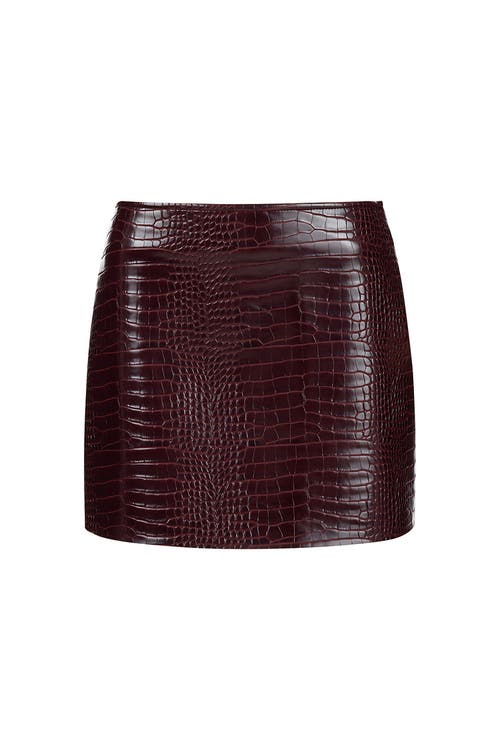 Shop Nocturne Faux Leather Mini Skirt In Burgundy