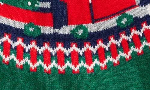 Shop Mini Boden Kids' Christmas Train Fair Isle Sweater In Jewel Green Train