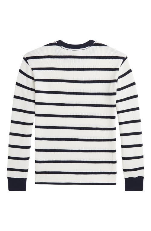 RALPH LAUREN POLO RALPH LAUREN KIDS' STRIPE COTTON WAFFLE KNIT TOP 