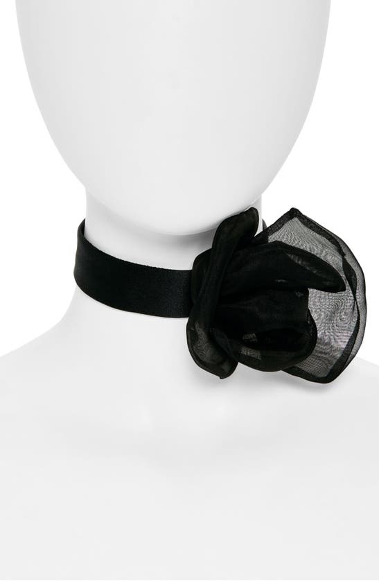 Shop Dolce & Gabbana Satin & Organza Flower Choker Necklace In N0000 Nero