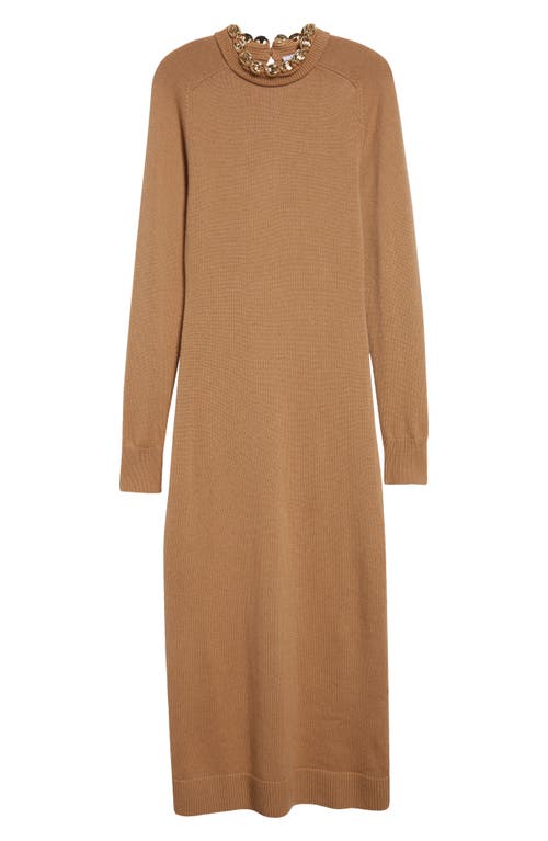 Shop Rabanne Long Sleeve Wool & Cashmere Sweater Dress In Camel