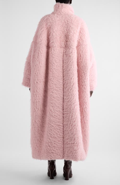 Shop Dries Van Noten Funnel Neck Oversize Wool & Mohair Blend Long Coat In Pink