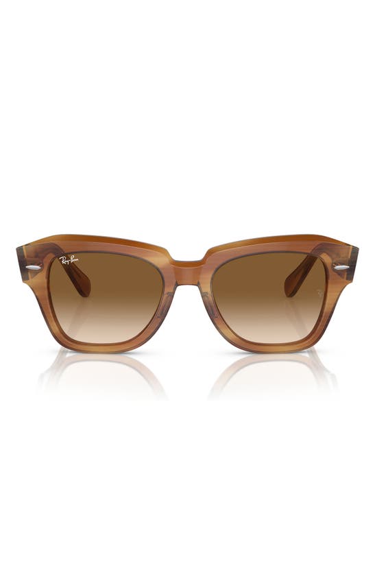 Shop Ray Ban Ray-ban State Street 52mm Sunglasses In Striped Brown