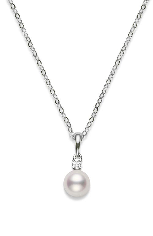 Mikimoto Morning Dew Pearl Pendant Necklace in D0.03 Gvs 18K Yg