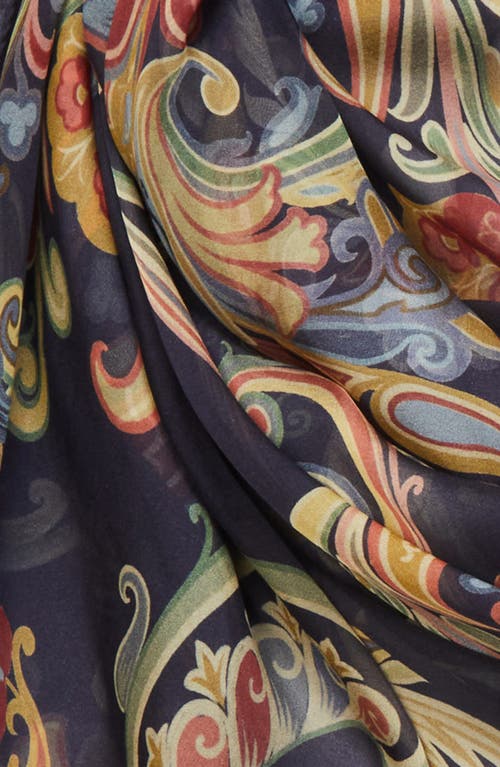 Shop Etro Paisley Silk Scarf In X0887 Print/blue