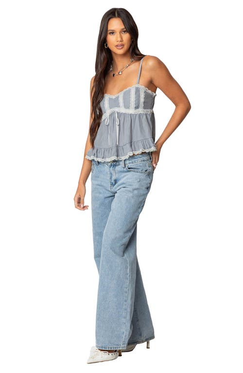 Edikted Lace Trim Babydoll Camisole In Gray