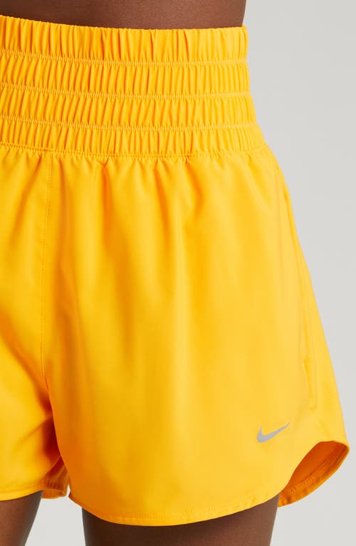 Shop Nike Dri-fit Ultrahigh Waist 3-inch Brief Lined Shorts In Sundial/reflective Silv