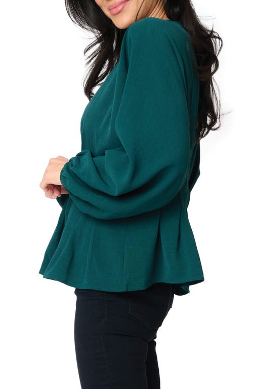 Gibsonlook Pleated Top In Hunter Green