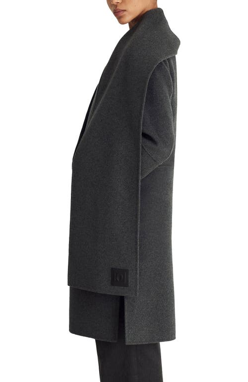 Shop Dawn Levy Claude Scarf Coat In Shadow Grey