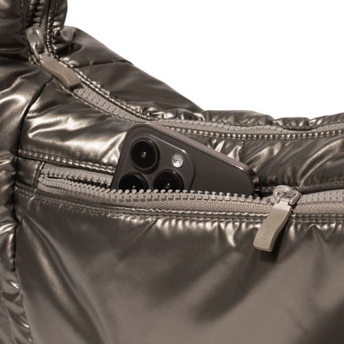 Baggallini Banana Sling Crossbody Shoulder Bag In Gunmetal Puff