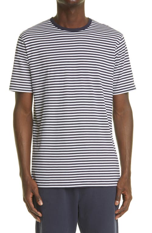 Sunspel Stripe T-Shirt in White/Navy