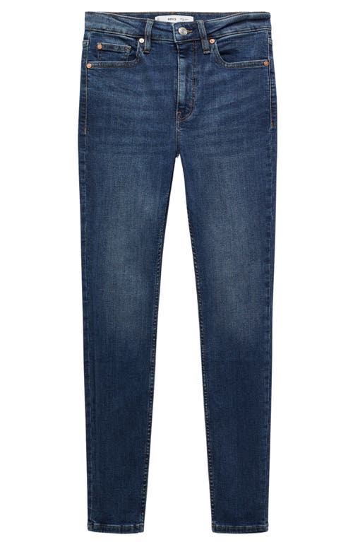 MANGO High Rise Skinny Jeans Dark Blue at Nordstrom,