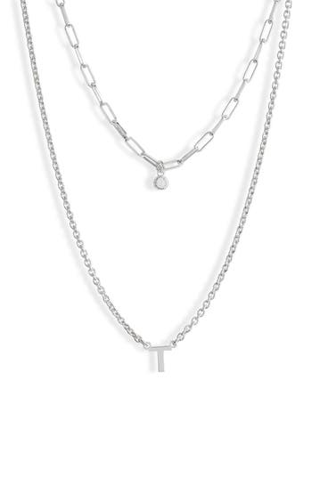 Meshmerise Diamond Initial Charm Necklace In Silver-t