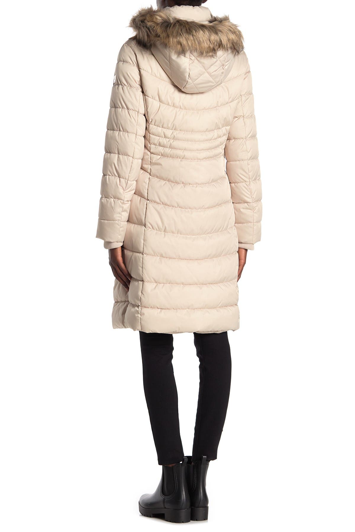 kenneth cole faux fur hood zip front puffer jacket