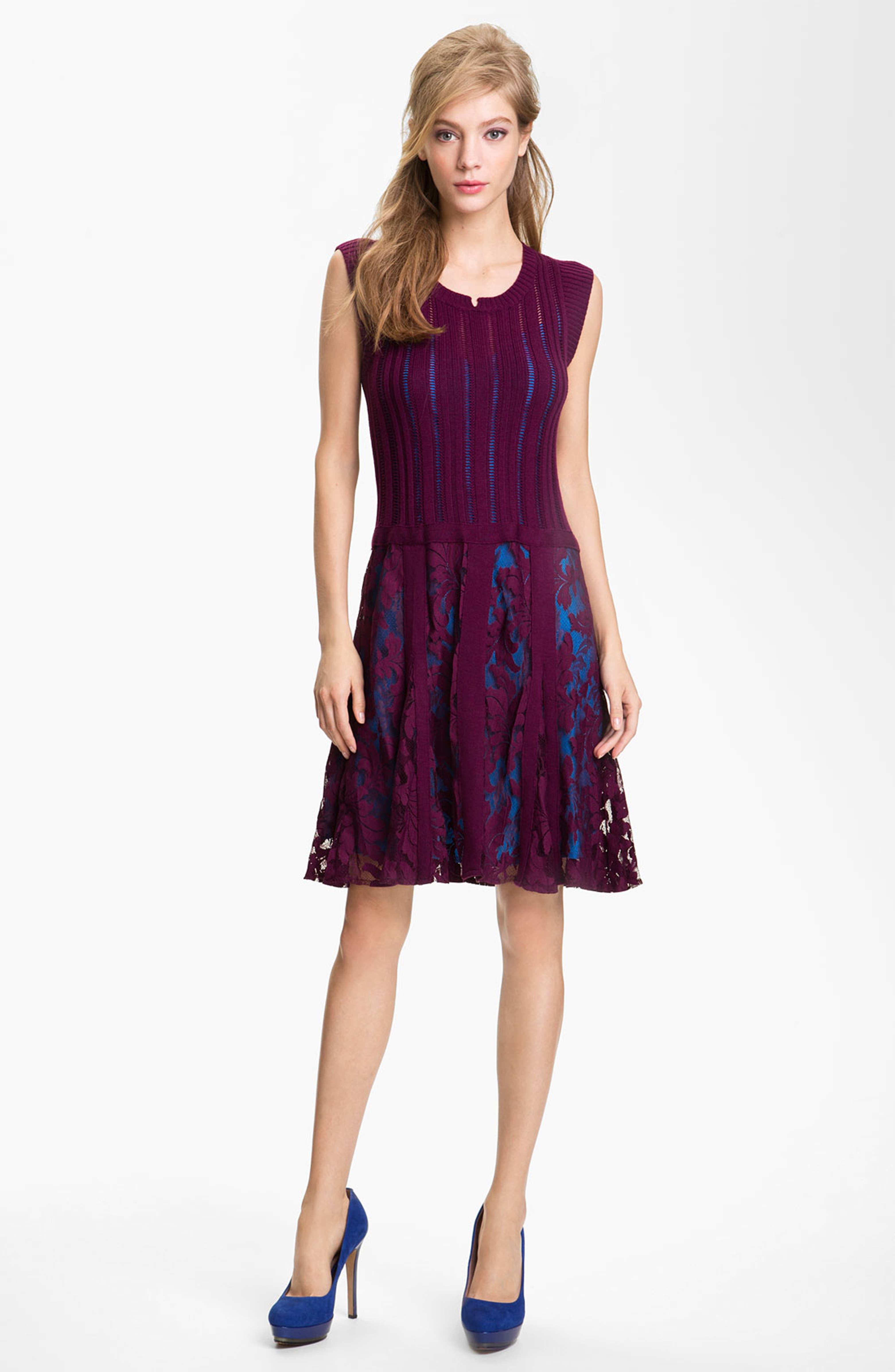 Lepore 'Enchanting' Knit & Lace ALine Dress Exclusive