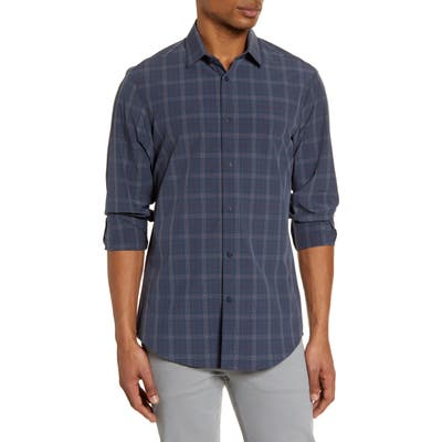 Mizzen+Main Striker Regular Fit Short Sleeve Button-Up Performance Shirt, Blue