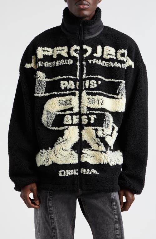 Y/Project Paris Best Oversize Jacquard Fleece Jacket Black/Off White at Nordstrom,