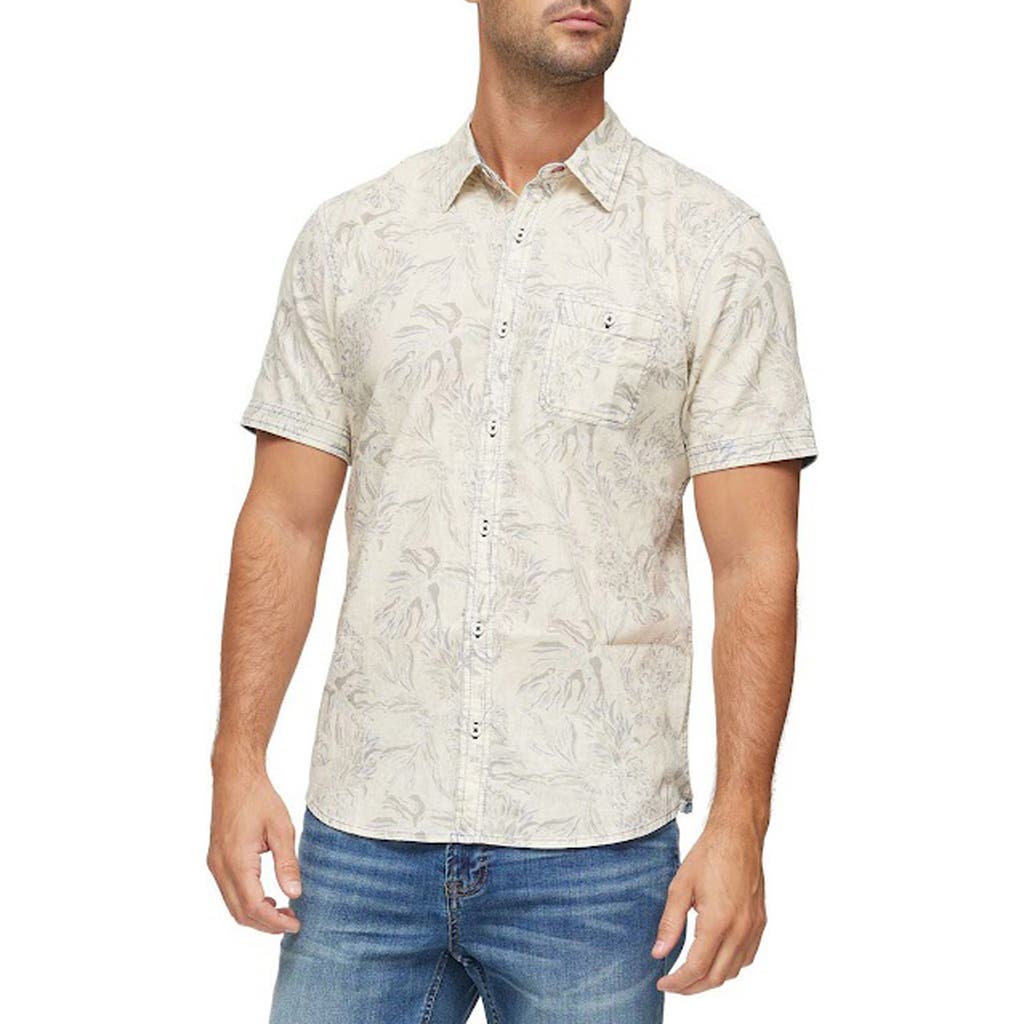 Flag And Anthem Pineapple Print Short Sleeve Shirt In Cream/charcoa