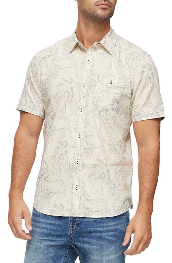 Flag And Anthem Pineapple Print Short Sleeve Shirt In Cream/ Charcoa
