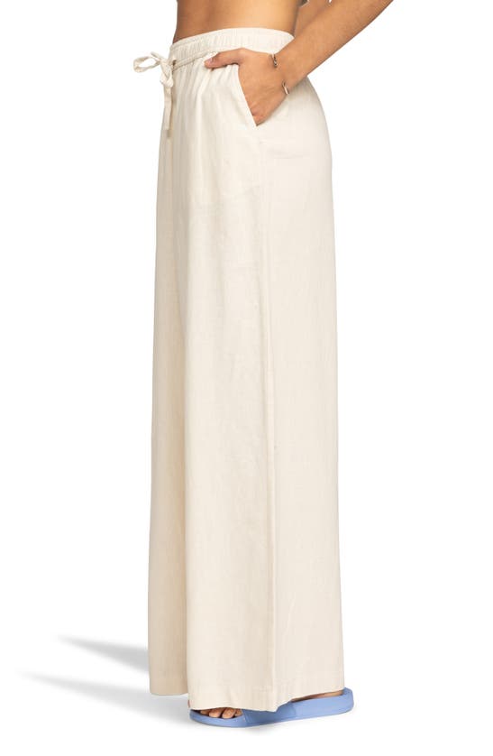 Shop Roxy Lekeitio Wide Leg Linen Blend Drawstring Pants In Tapioca