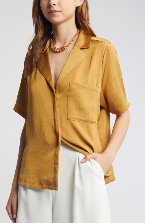 Open Edit Relaxed Satin Camp Shirt at Nordstrom,