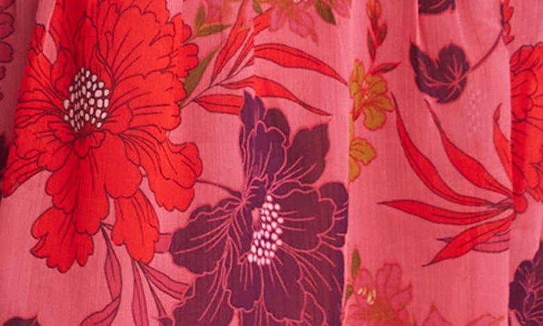 Shop Estelle Delta Floral Tiered Midi Dress In Pink Floral