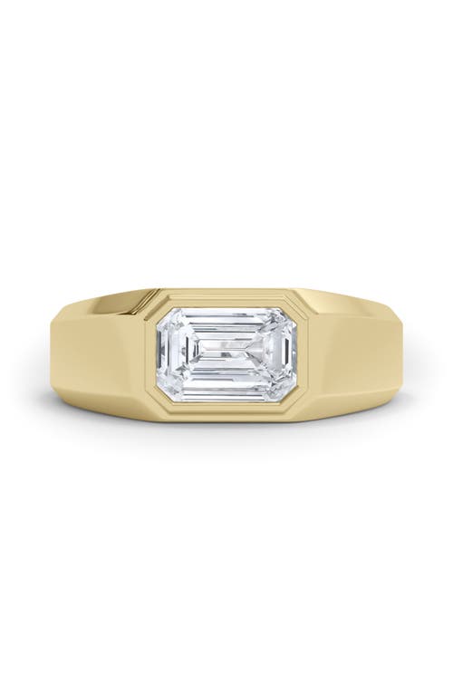 Shop Hautecarat Emerald-cut Lab Grown Diamond Signet Ring In 2.50 Ctw 18k Yellow Gold