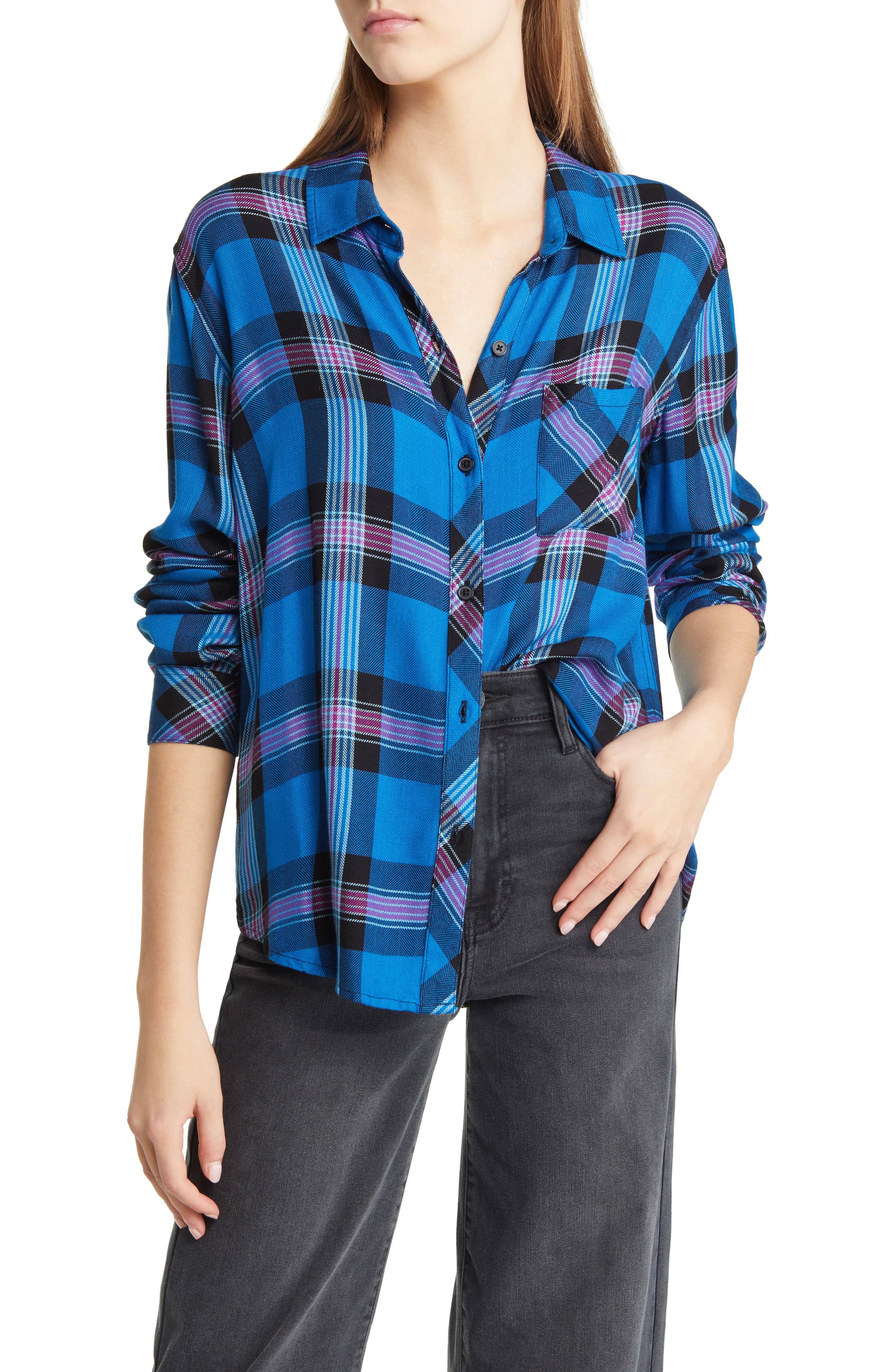 Kleding Dameskleding Tops & T-shirts Polos Plus Size Plaid Mix Button Down Shirt 